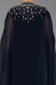 Robe De Soirée Grande Taille Longue Mousseline Bleu Marine ABU5845