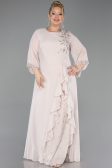 Robe De Soirée Grande Taille Longue Mousseline Beige ABU6177