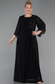 Robe De Soirée Grande Taille Longue Mousseline Noir ABU6177