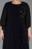 Robe De Soirée Grande Taille Longue Mousseline Noir ABU6177