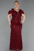 Robe de Soirée Grande Taille Longue Squameuse Rouge Bordeaux ABU6257