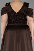 Robe de Soirée Grande Taille Longue Squameuse Brun ABU6257