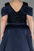 Robe de Soirée Grande Taille Longue Squameuse Bleu Marine ABU6257