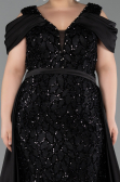 Robe de Soirée Grande Taille Longue Squameuse Noir ABU6257