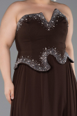Robe de Soirée Grande Taille Longue Mousseline Brun ABU6189