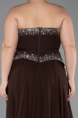 Robe de Soirée Grande Taille Longue Mousseline Brun ABU6189