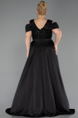 Robe de Soirée Grande Taille Longue Squameuse Noir ABU6257