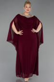 Robe De Soirée Grande Taille Mousseline Longue Couleur Cerise ABU6068