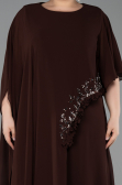 Robe De Soirée Grande Taille Longue Mousseline Brun ABU6179
