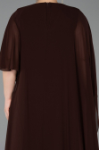 Robe De Soirée Grande Taille Longue Mousseline Brun ABU6179