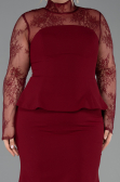 Robe de Soirée Grande Taille Longue Rouge Bordeaux ABU6195