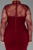 Robe de Soirée Grande Taille Longue Rouge Bordeaux ABU6195