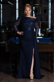 Robe Grande Taille Longue Bleu Marine ABU6213