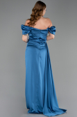 Robe De Fiançaille Satin Longue Vert Pétrole ABU1606
