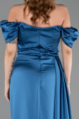 Robe De Fiançaille Satin Longue Vert Pétrole ABU1606