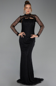 Robe de Soirée Longue Dantelle Noir ABU6207