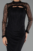 Robe de Soirée Longue Dantelle Noir ABU6207