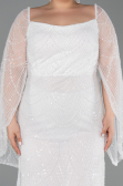 Robe De Soirée Grande Taille Perlé Longue Blanc ABU5067
