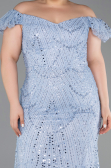 Robe Grande Taille Longue Perlé Indigo ABU5548