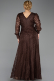 Robe de Soirée Grande Taille Longue Dantelle Brun ABU6272