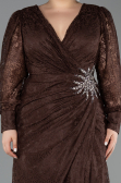 Robe de Soirée Grande Taille Longue Dantelle Brun ABU6272