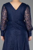 Robe de Soirée Grande Taille Longue Dantelle Bleu Marine ABU6272