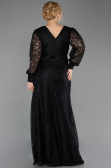 Robe de Soirée Grande Taille Longue Dantelle Noir ABU6272
