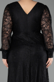 Robe de Soirée Grande Taille Longue Dantelle Noir ABU6272