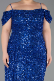Robe De Soirée Grande Taille Longue Bleu Saxe ABU5232