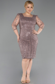 Robe De Invitation Grande Taille Midi Perlé Cuivre ABK2580