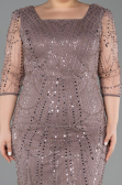 Robe De Invitation Grande Taille Midi Perlé Cuivre ABK2580