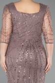Robe De Invitation Grande Taille Midi Perlé Cuivre ABK2580
