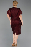 Robe De Invitation Grande Taille Midi Perlé Rouge Bordeaux ABK2642