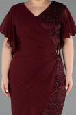 Robe De Invitation Grande Taille Midi Perlé Rouge Bordeaux ABK2642