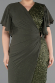 Robe De Invitation Grande Taille Midi Perlé Kaki ABK2642