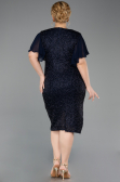 Robe De Invitation Grande Taille Midi Perlé Bleu Marine ABK2642