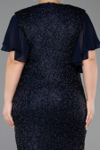 Robe De Invitation Grande Taille Midi Perlé Bleu Marine ABK2642