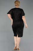 Robe De Invitation Grande Taille Midi Perlé Noir ABK2642