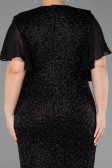 Robe De Invitation Grande Taille Midi Perlé Noir ABK2642