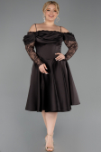 Robe De Invitation Grande Taille Midi Satin Brun ABK2652