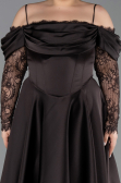Robe De Invitation Grande Taille Midi Satin Brun ABK2652