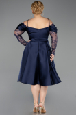 Robe De Invitation Grande Taille Midi Satin Bleu Marine ABK2652