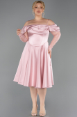 Robe De Invitation Grande Taille Midi Satin Poudre ABK2652