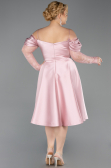 Robe De Invitation Grande Taille Midi Satin Poudre ABK2652
