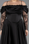 Robe De Invitation Grande Taille Midi Satin Noir ABK2652