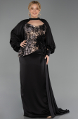 Robe Grande Taille Longue Satin Noir ABU6304