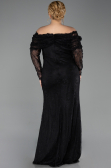 Robe De Soirée Grande Taille Longue Dantelle Noir ABU6305