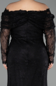 Robe De Soirée Grande Taille Longue Dantelle Noir ABU6305