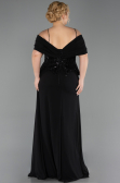 Robe de Soirée Grande Taille Longue Mousseline Noir ABU6274