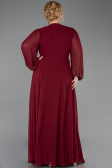 Robe De Soirée Grande Taille Mousseline Longue Rouge Bordeaux ABU3075